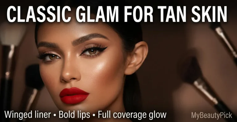 Classic Glam Makeup for Tan Skin: Winged Liner, Full Coverage, and the Right Statement Lip 5 Classic Glam Makeup for Tan Skin: Winged Liner, Full Coverage, and the Right Statement Lip