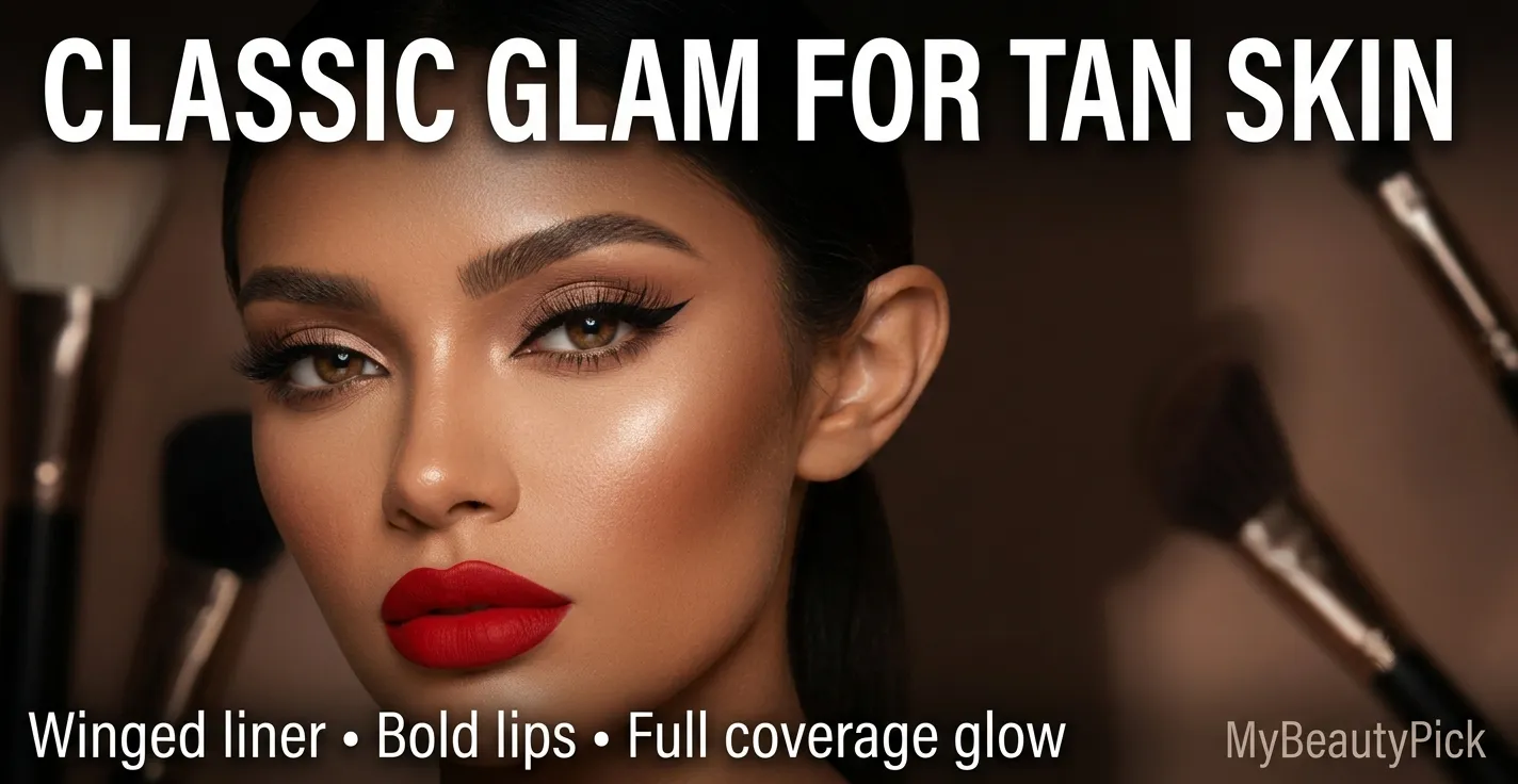 Classic Glam Makeup for Tan Skin: Winged Liner, Full Coverage, and the Right Statement Lip 37 Classic Glam Makeup for Tan Skin: Winged Liner, Full Coverage, and the Right Statement Lip
