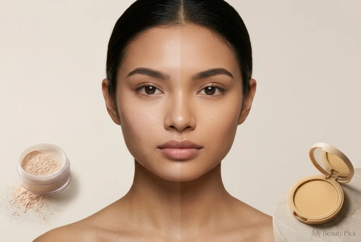 Powder foundation versus translucent setting powder comparison