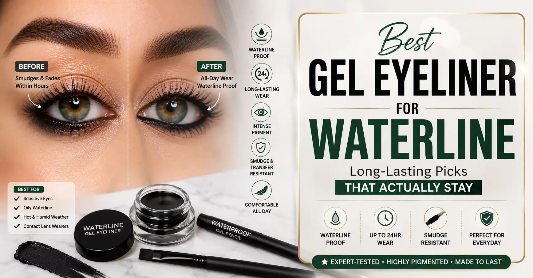 Best gel eyeliner for waterline, long-lasting waterproof picks that actually stay