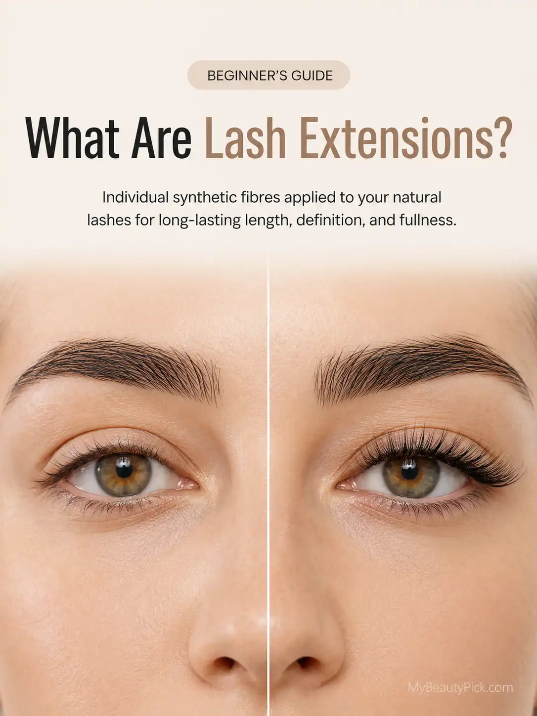 Best Lashes for Lash Extensions: Types, Styles, and What to Ask For 2 Before and after comparison of natural lashes versus lash extensions