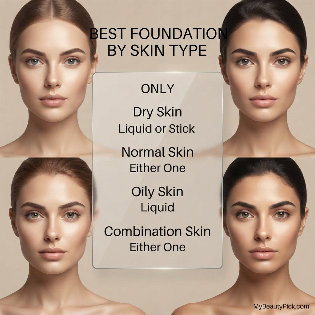 Best foundation format by skin type: dry, normal, oily, and combination skin