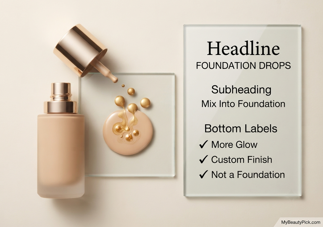 Foundation drops mixed into foundation for more glow and a custom finish