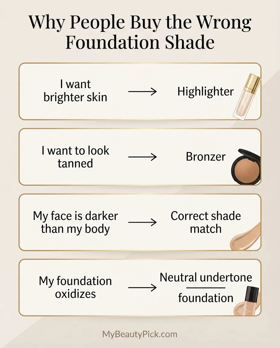 Why people buy the wrong foundation shade: highlighter, bronzer, and oxidation mistakes