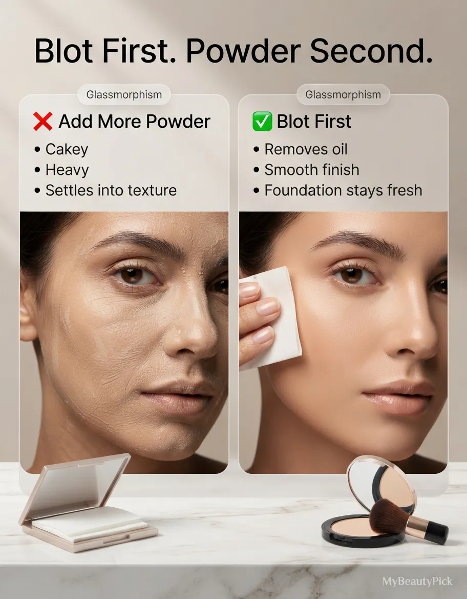 24-Hour Foundation: The Best Long-Wear Formulas Tested 4 Blot first, powder second — blotting removes oil for a smooth fresh finish, extra powder looks cakey and settles into texture