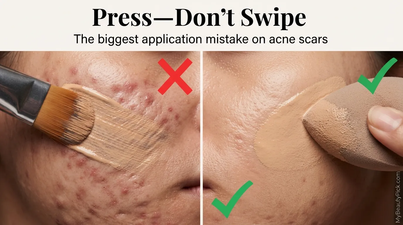 Press, do not swipe: the biggest foundation application mistake on acne scars