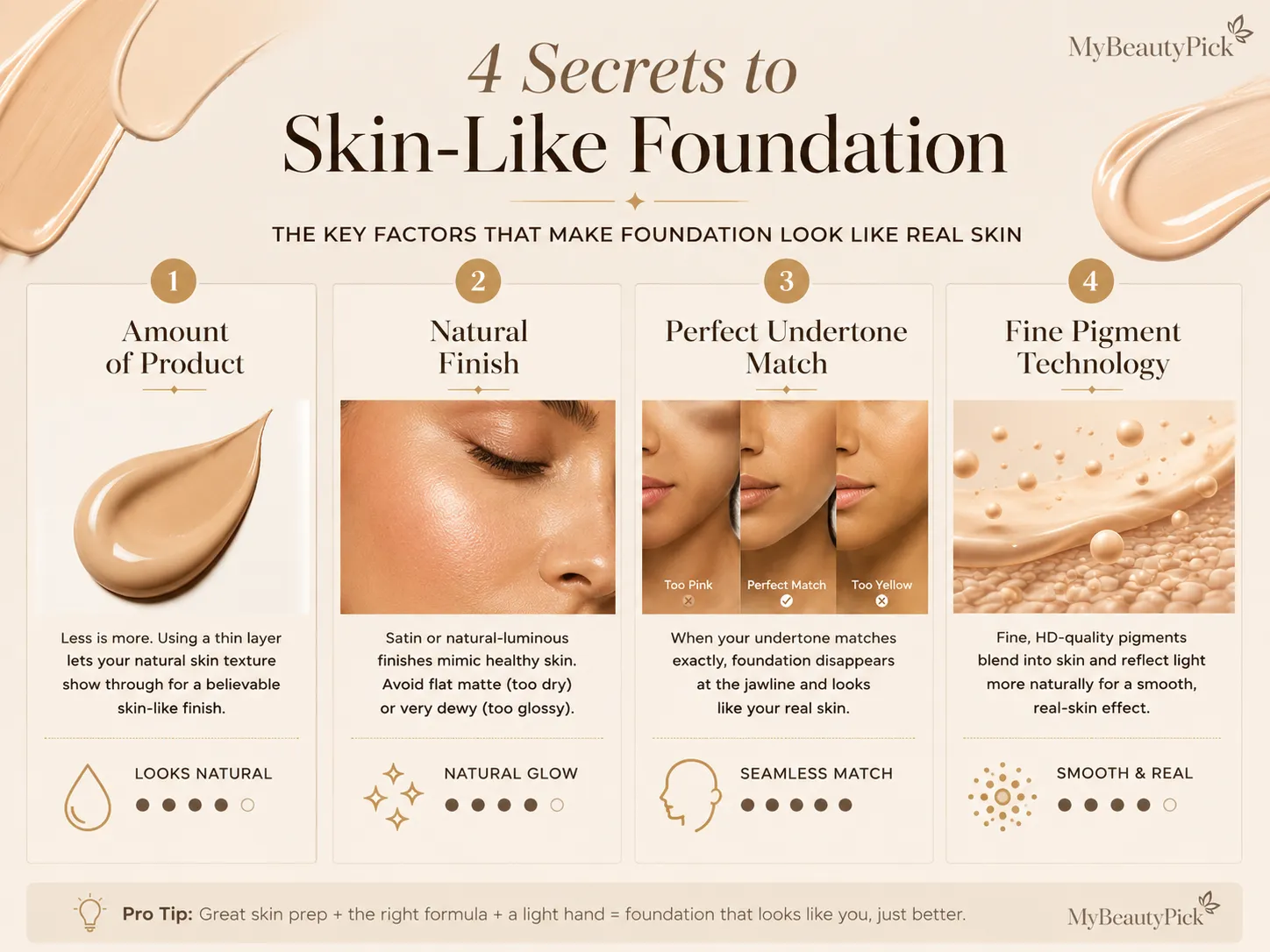 Best Foundation That Looks Like Skin: No-Makeup Makeup Picks 2 Four secrets to skin-like foundation — amount of product, natural finish, perfect undertone match and fine pigment technology