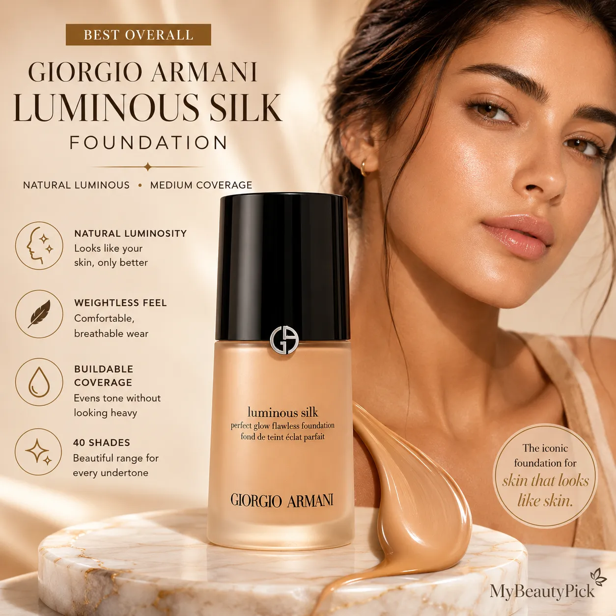 Best Foundation That Looks Like Skin: No-Makeup Makeup Picks 4 Giorgio Armani Luminous Silk foundation — best overall for skin that looks like skin with natural luminosity and 40 shades
