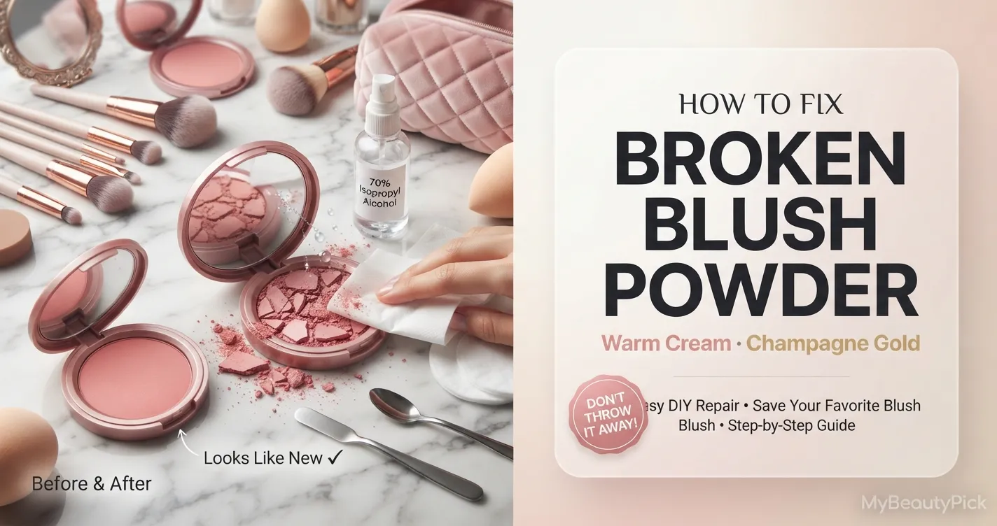 Dropped Your Blush? Here's How to Fix Broken Blush Powder 18 How to fix broken blush powder — before and after DIY repair with 70% isopropyl alcohol