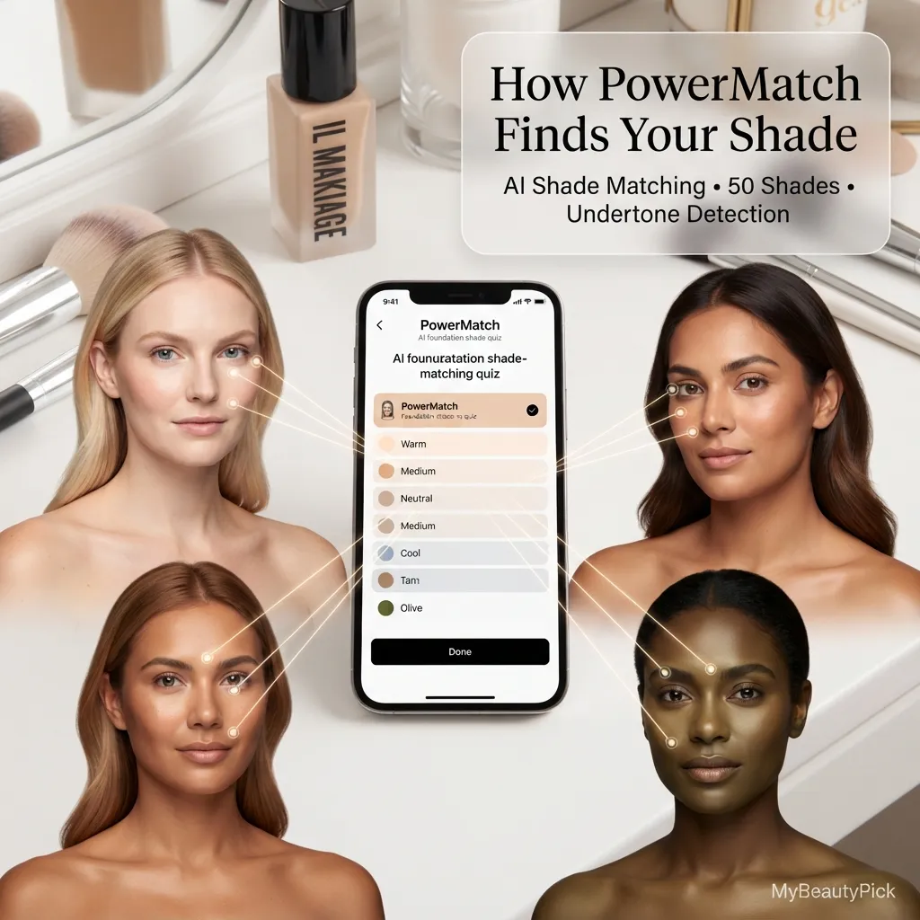 IL Makiage foundation review: shade matching and formula deep-dive 3 How the IL Makiage PowerMatch quiz finds your foundation shade — AI shade matching across 50 shades with undertone detection