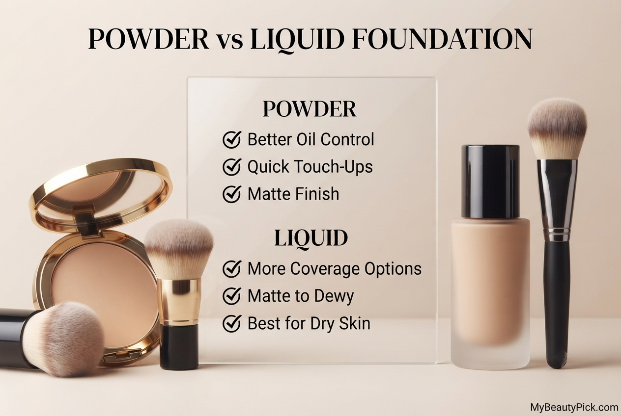 Powder foundation versus liquid foundation comparison