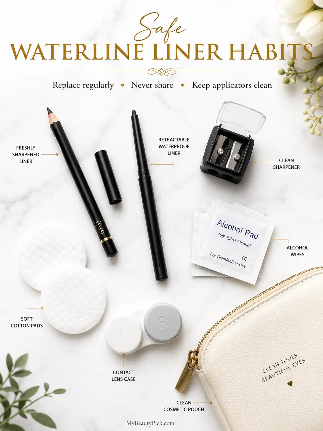 Best Gel Eyeliner for Waterline: Long-Lasting Picks That Actually Stay 6 Safe waterline liner hygiene habits and tools
