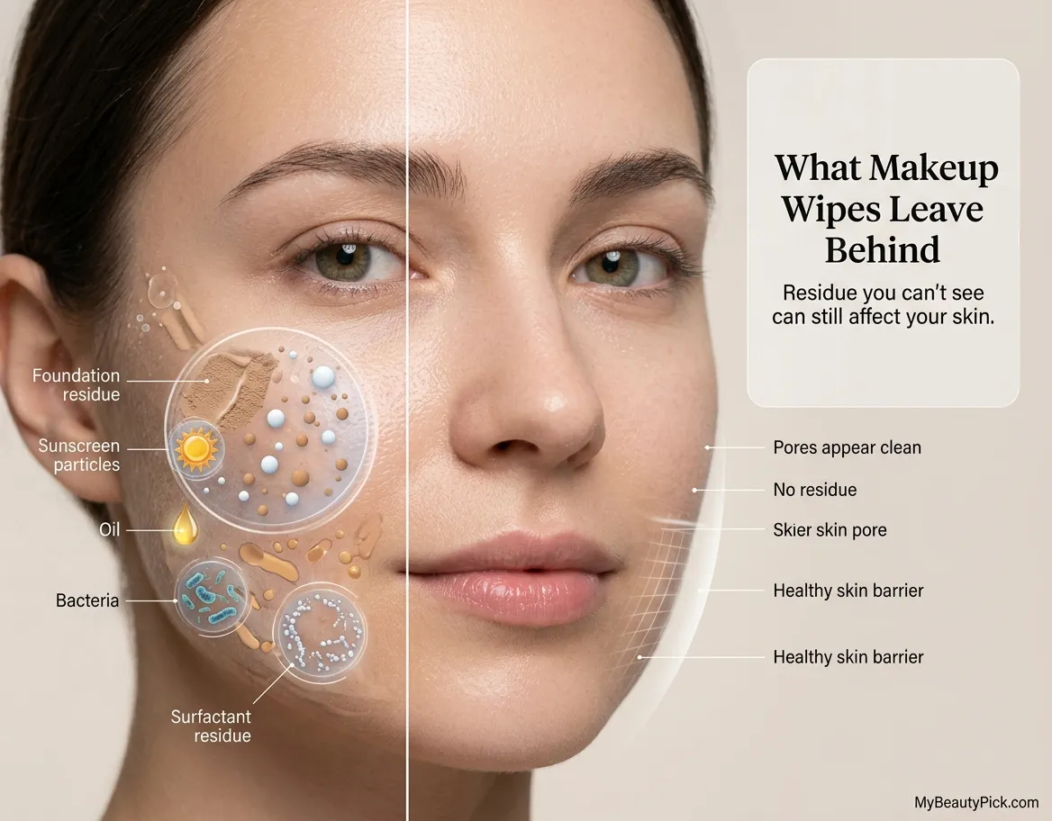 Are makeup wipes bad for your face? 4 What makeup wipes leave behind — foundation residue, sunscreen particles, oil, bacteria and surfactant residue vs a healthy skin barrier