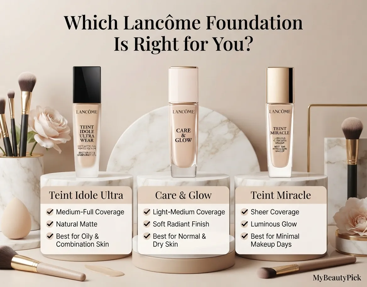 Which Lancome foundation is right for you — Teint Idole Ultra, Care and Glow, or Teint Miracle comparison