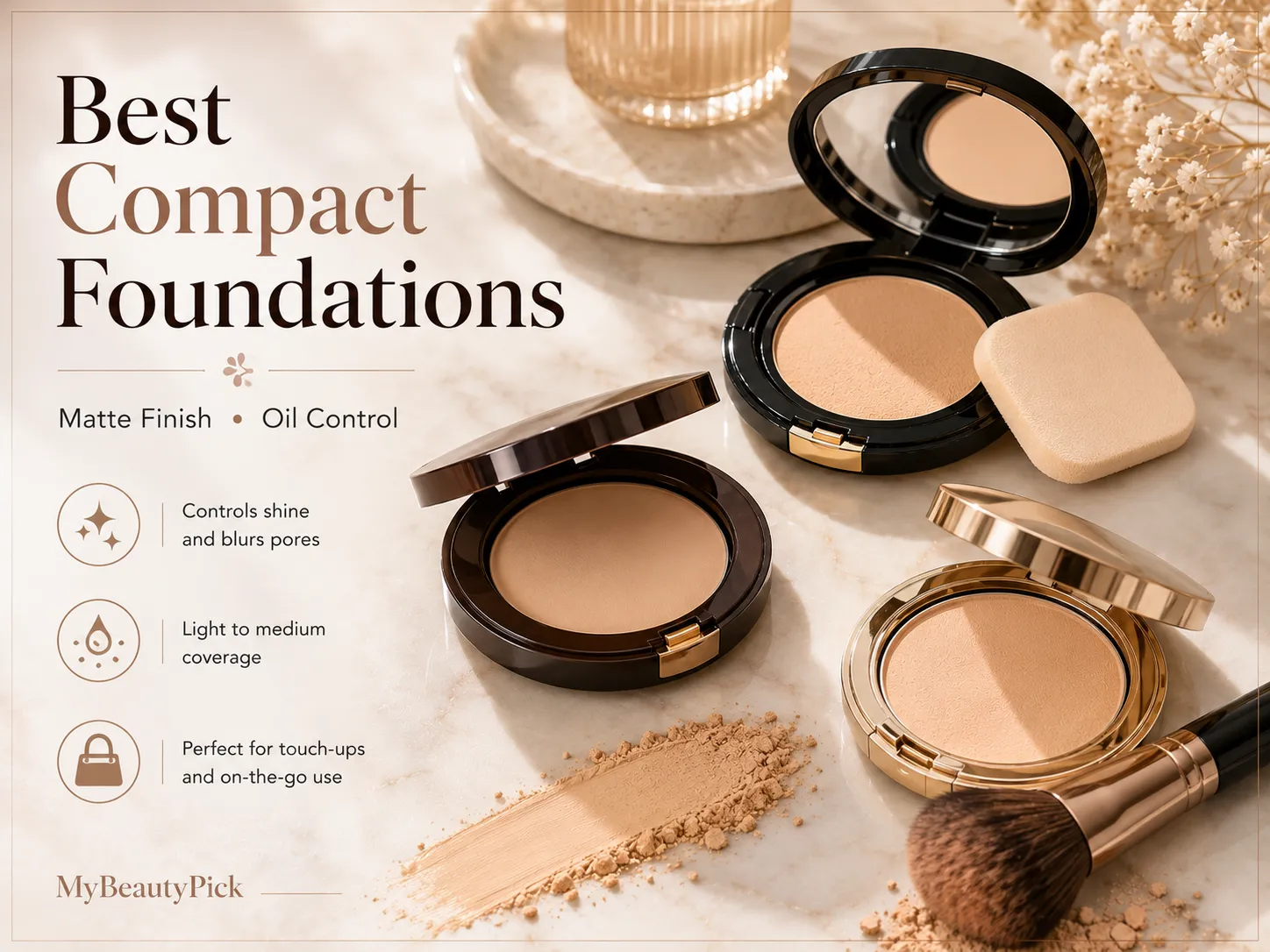 Compact and Cushion Foundation: The Best Travel-Friendly Formulas 5 Best compact foundations — matte finish and oil control, light to medium coverage, perfect for touch-ups